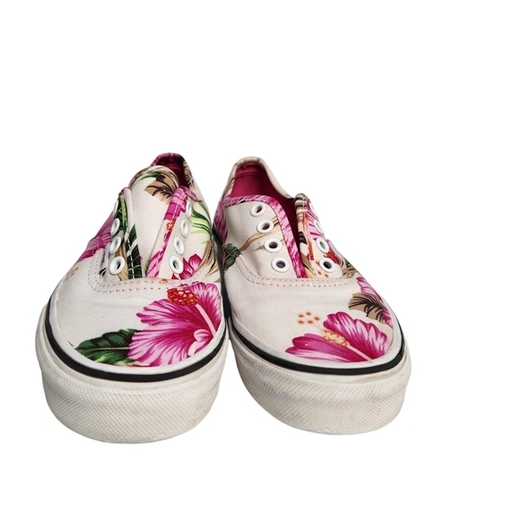 Vans Hawaiian Floral Hibiscus Skate Shoe Off White Kids 1.5 Needs new laces - Picture 2 of 7